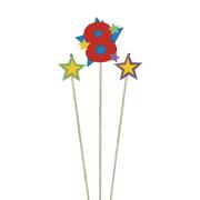 Number 8 Star Birthday Toothpick Candle Set 3pc